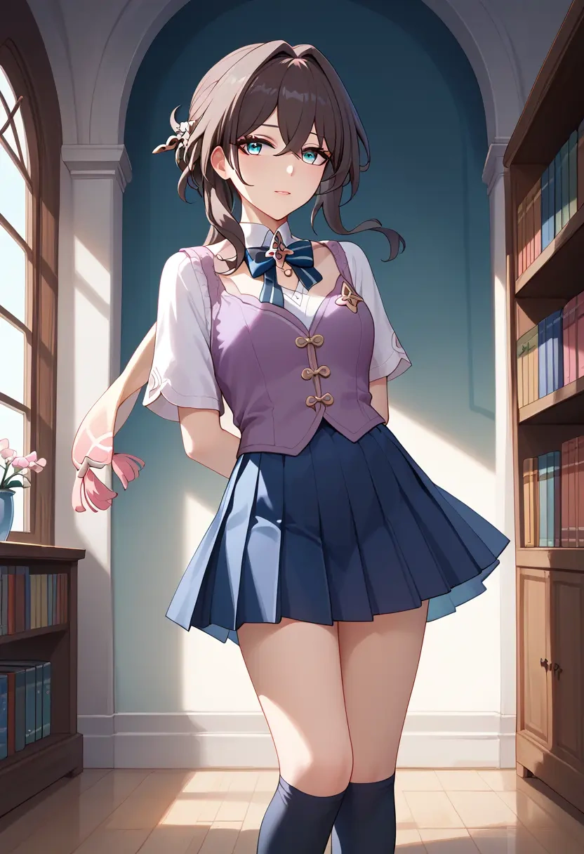 star rail,ruan mei,spring,student uniform,vest  - 